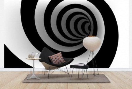 Обои с крупным рисунком в современном интерьере фото