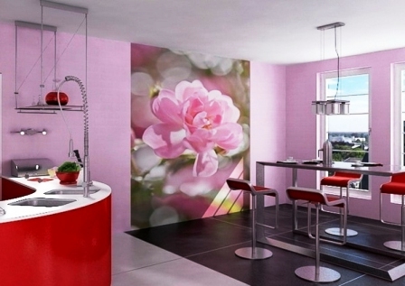 фотообои цветы в кухне