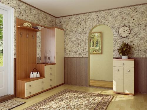 Комбинирование обоев в прихожей